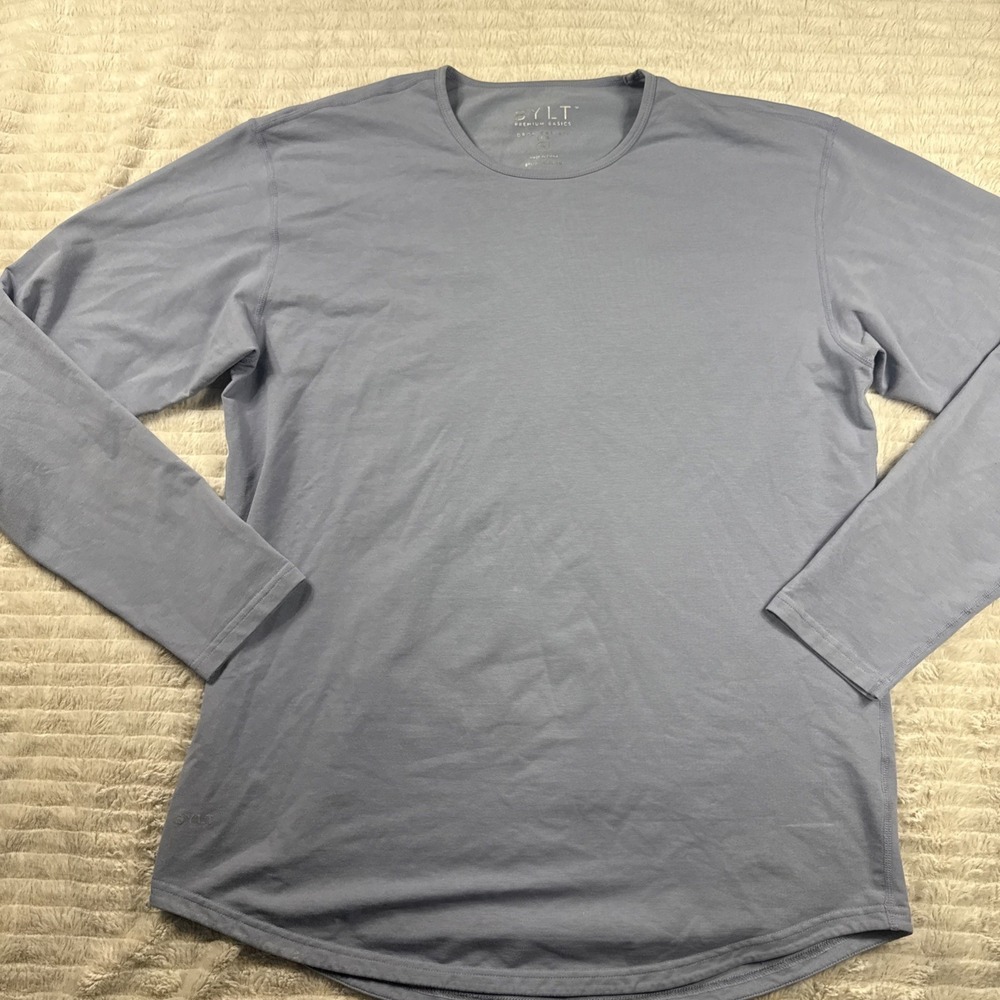 BYLT Men's Size XL Long Sleeve Drop Cut Stretch Pullover Shirt EUC Light Blue‎